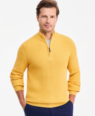 Men's Cotton Refined Cardigan Stitch Quarter-Zip Sweater, Macy's Exclusive