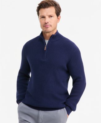 Men's Cotton Refined Cardigan Stitch Quarter-Zip Sweater, Macy's Exclusive