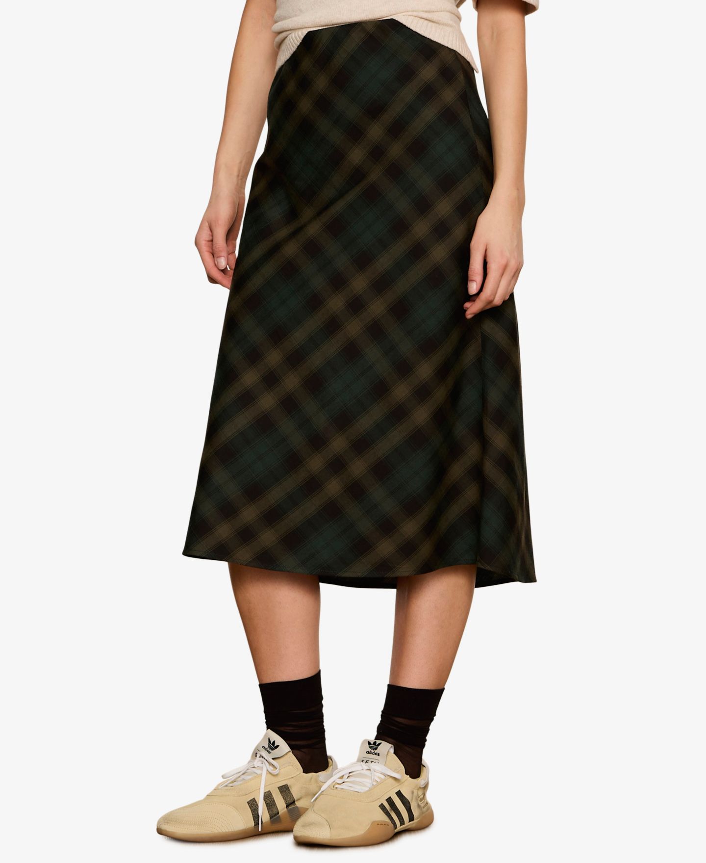 Женская юбка Sanctuary Bias Plaid Midi A-Line, цвет: Тёмно-зелёный клетчатый — фото 3
