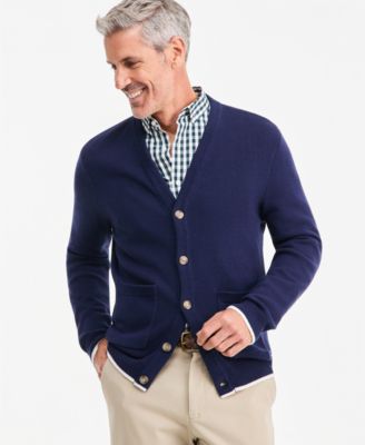 Men's Cotton Tipped Button-Up Cardigan, Macy's Exclusive