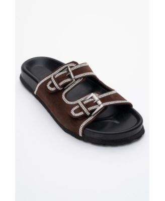 Women's Allen Rhinestone Leather Slide Sandal
