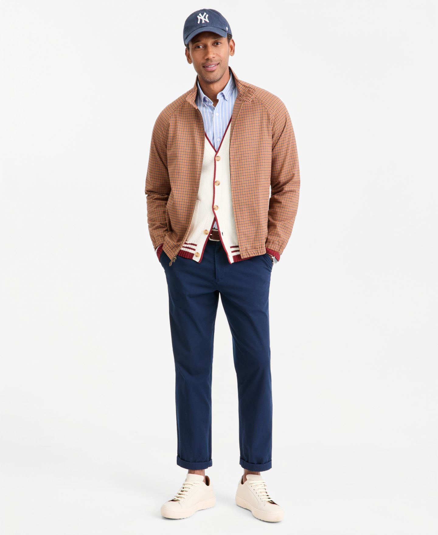 Мужская куртка Club Room Plaid Harrington, цвет: Серо-коричневый — фото 4