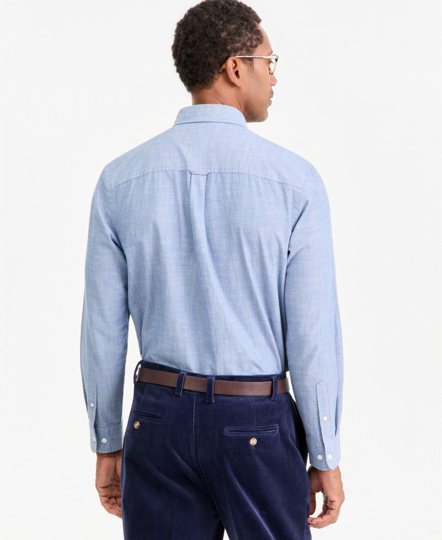 Men's Cotton Chambray Flap-Pocket Shirt
