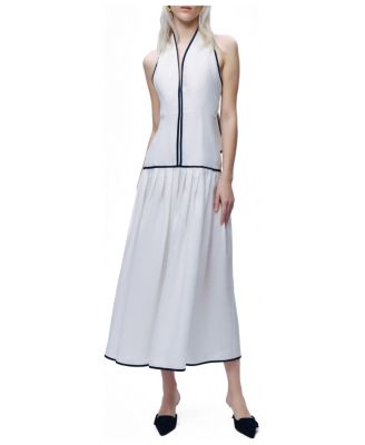 Women's Binding Detail Halterneck Midi Dress