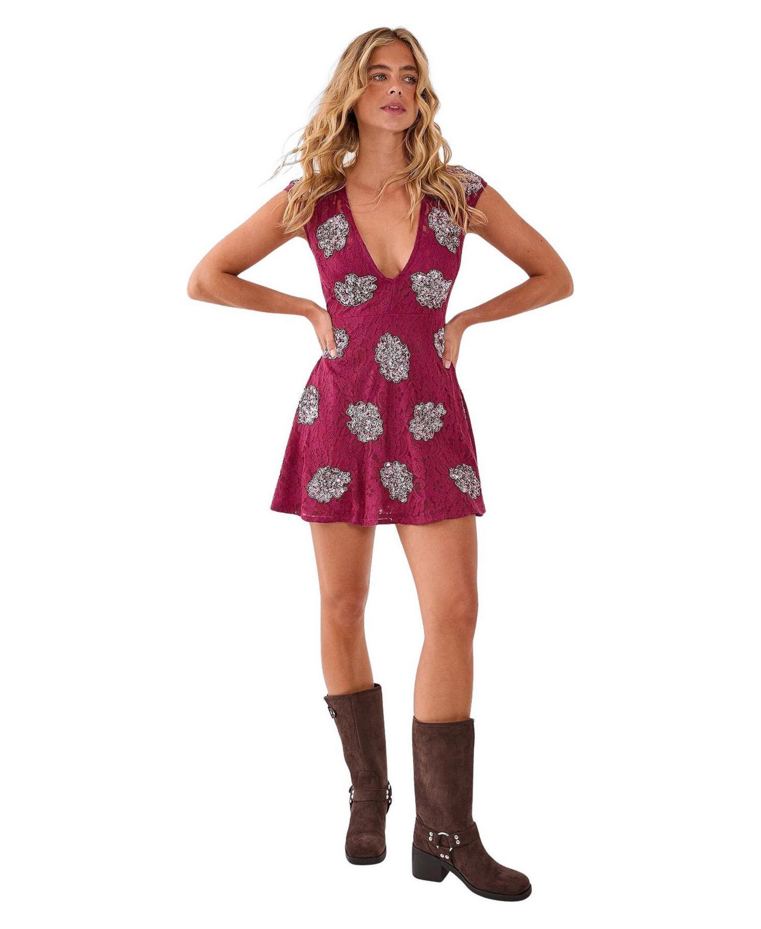 Women's Plunge Skater Mini Dress