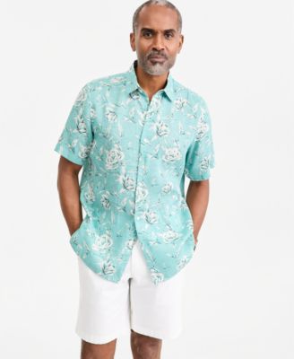 Men's Wally Linen Floral-Print Short-Sleeve Shirt