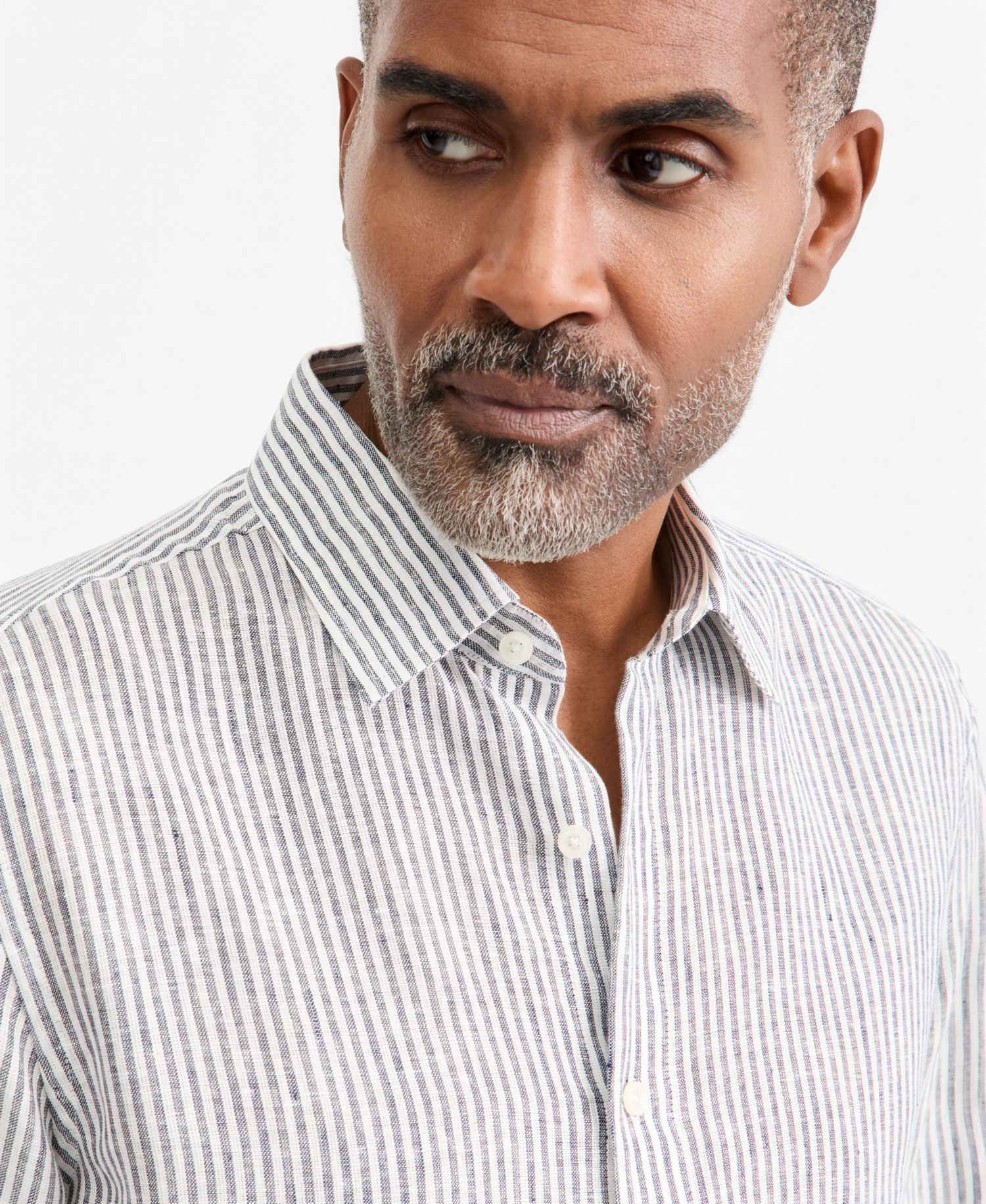 Men's Stripe Linen Button-Up Shirt