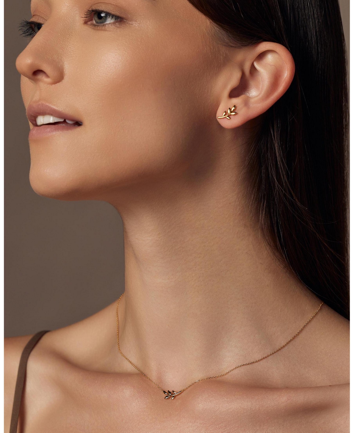 Sterling Silver 18k Gold Plated Olivia Leaf Stud Earrings