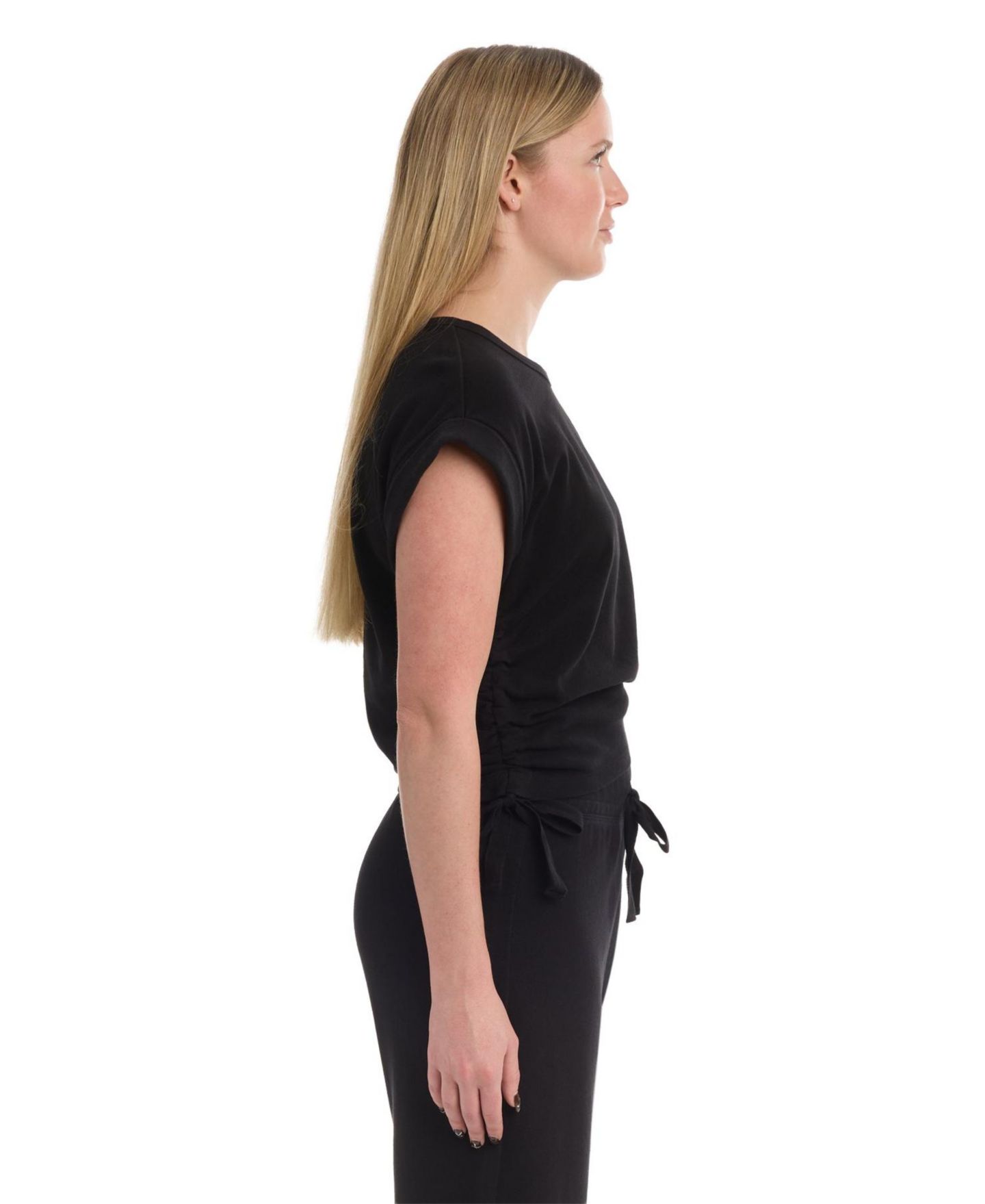Женская футболка WILT Round Neck Side Drawstrings, цвет: Чёрный — фото 4