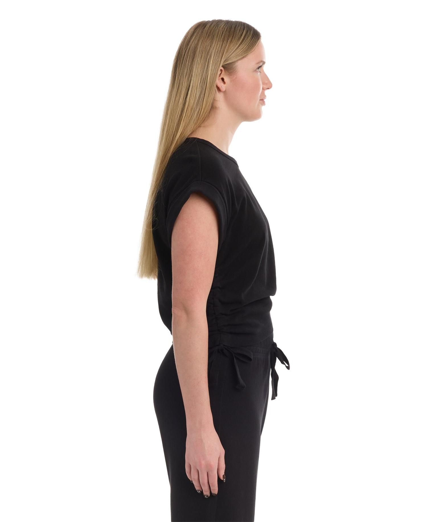 Women's Round Neck Side Drawstrings Tee