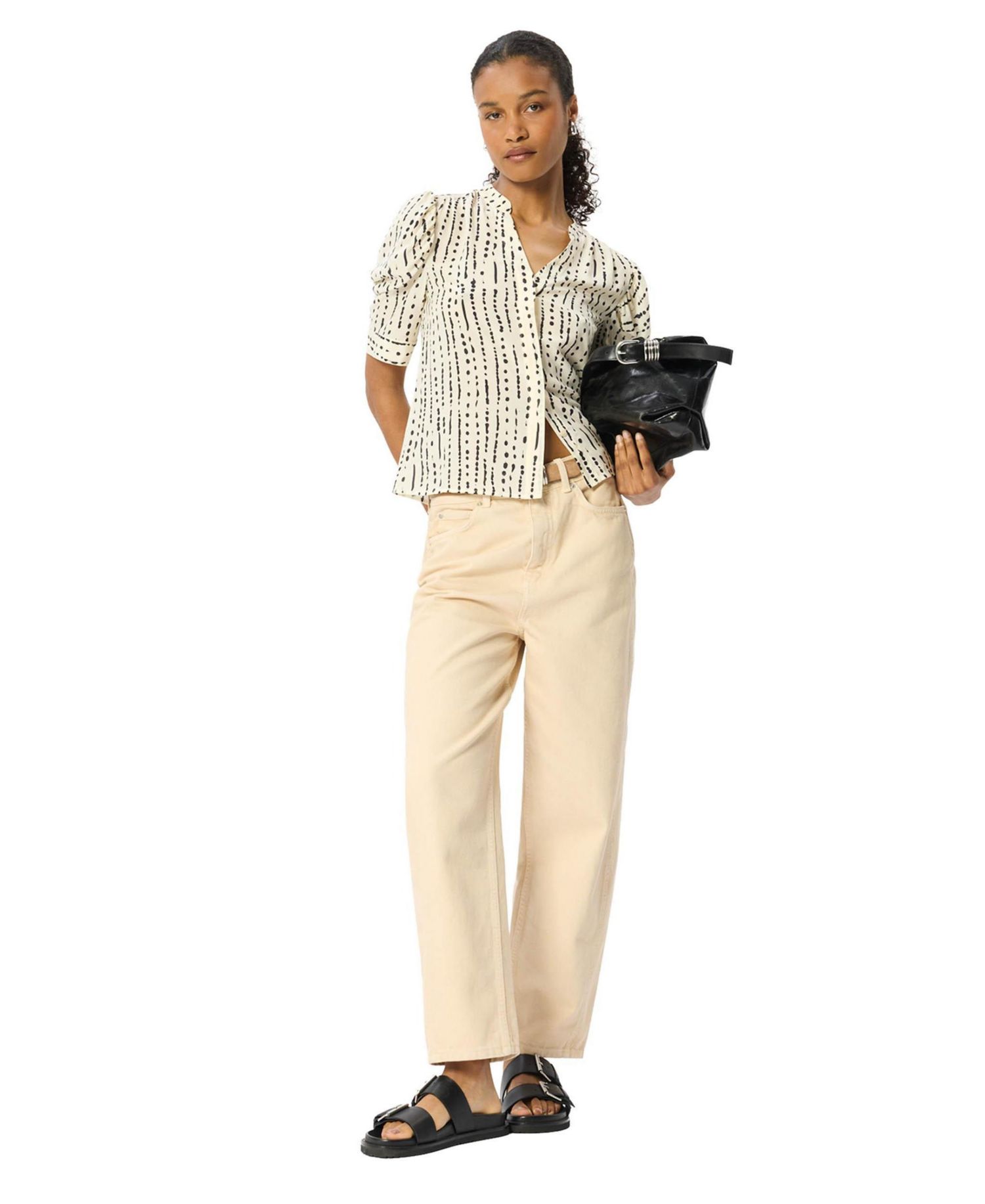 Women's Dashed Spot Gathered Blouse