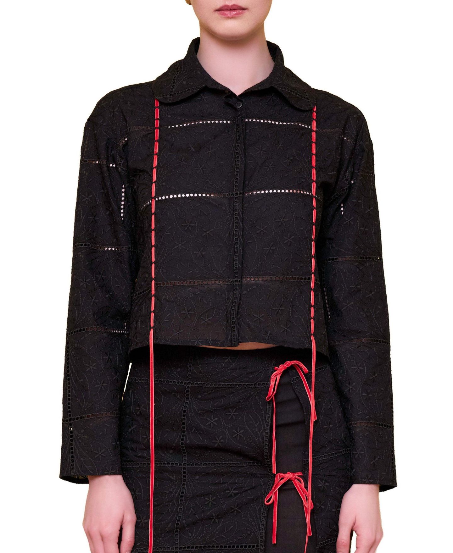 Женские толстовки PCFG The Broderie Anglaise Edit Embroidered Detail, цвет: Чёрный — фото 1