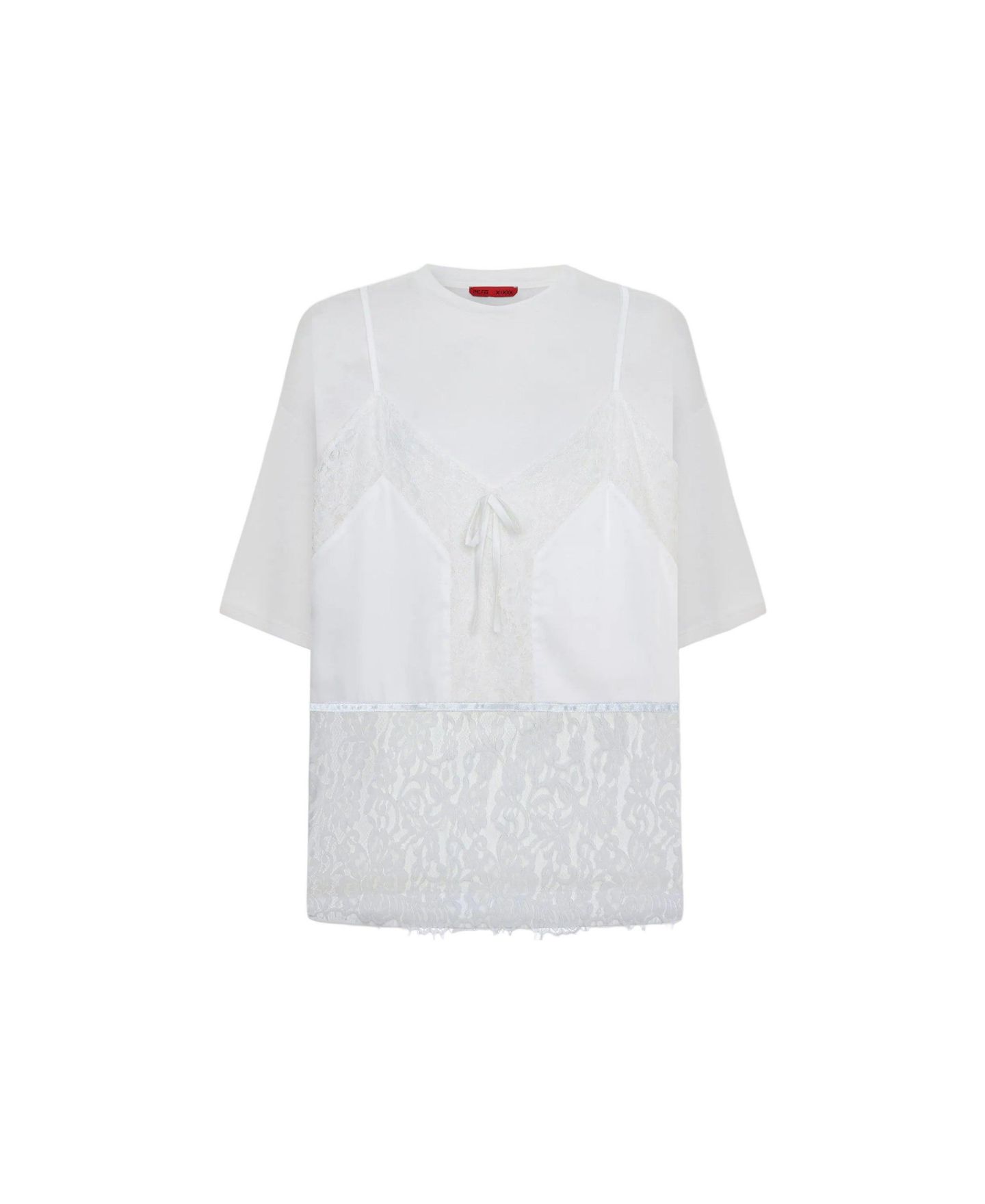 Женское платье PCFG Daydreamers Mini T-Shirt Dress With Lace And Satin Details, цвет: Белый — фото 4
