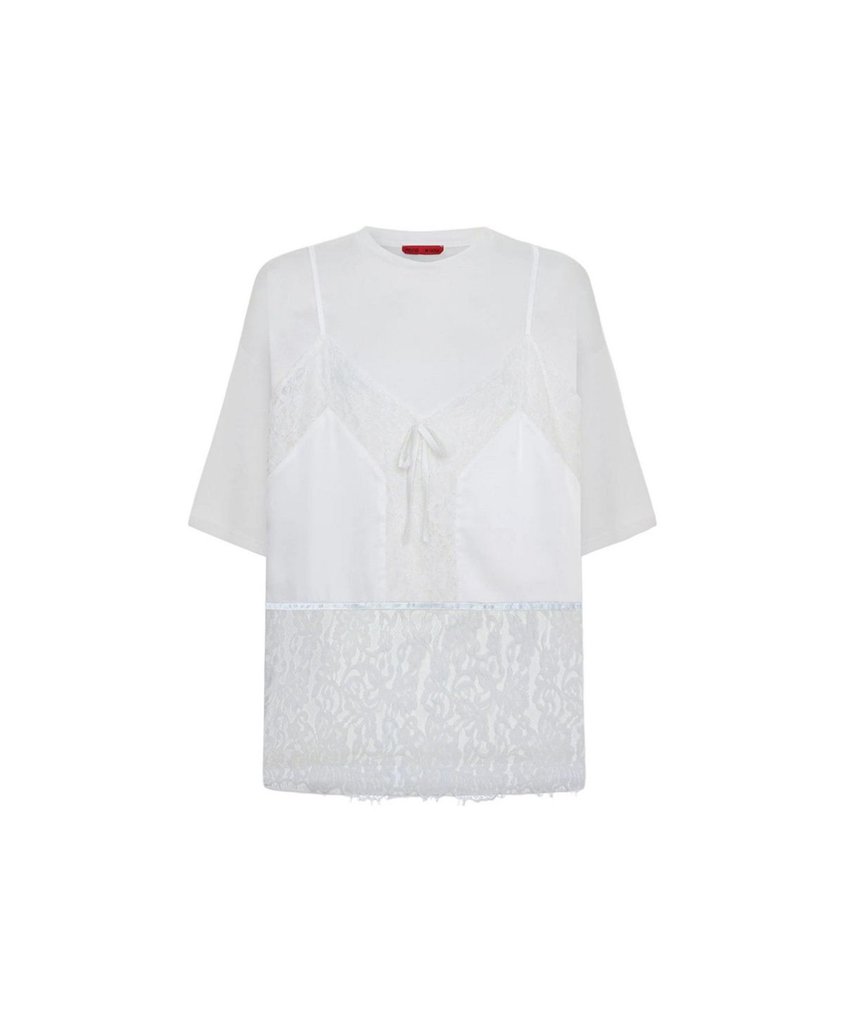 PCFG Women's Daydreamers Mini T-Shirt Dress With Lace And Satin Details view 4 — MAYCSS fashion products