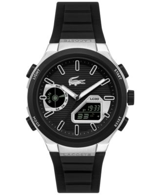 Men's Quartz LC33 Black Silicone Strap Watch 44.8mm