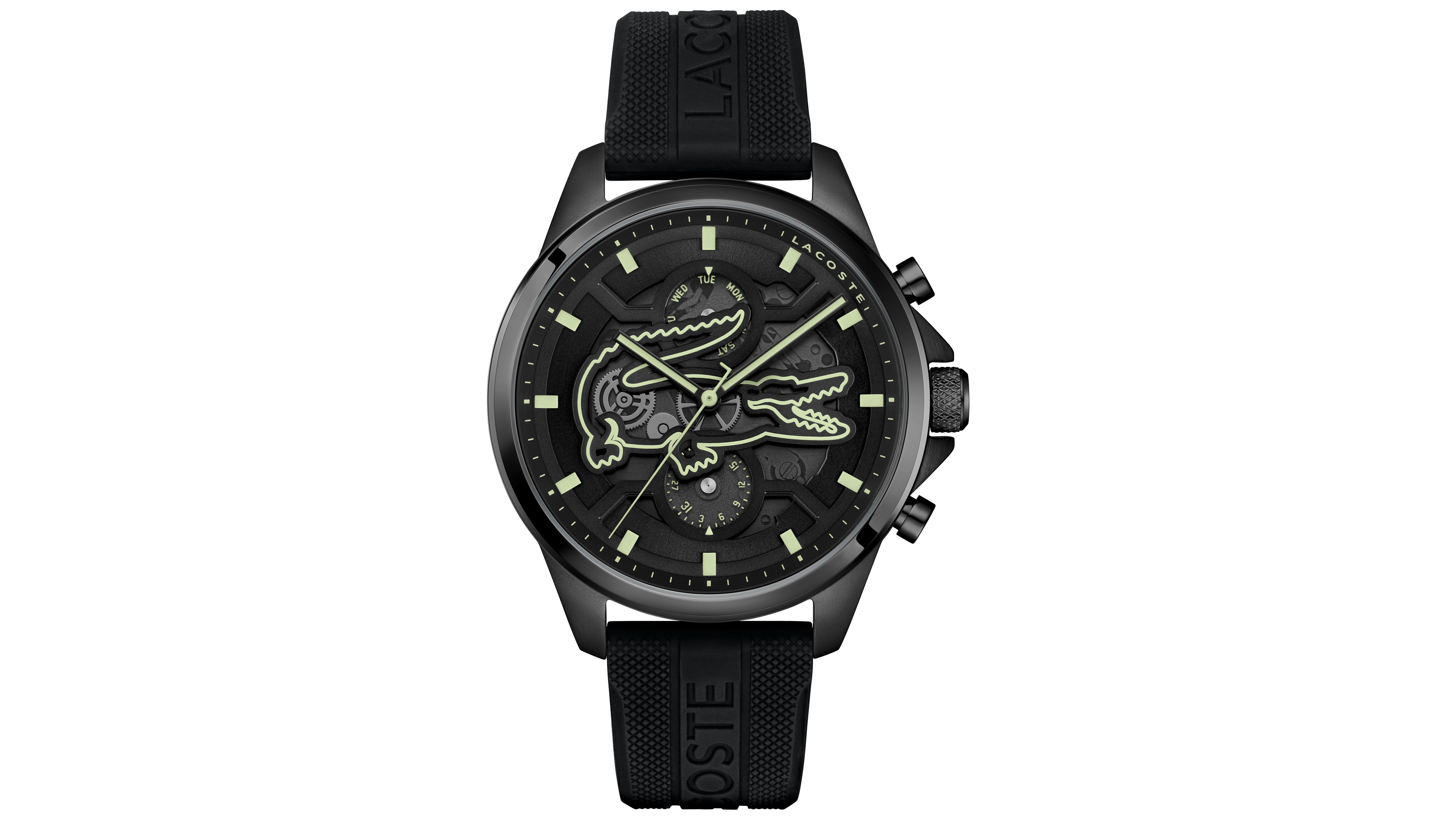 Lacoste Men's Quartz Arthor Black Silicone Strap Watch 43mm