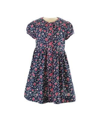 Toddler Girls 2-10 Navy Floral Button-front Dress