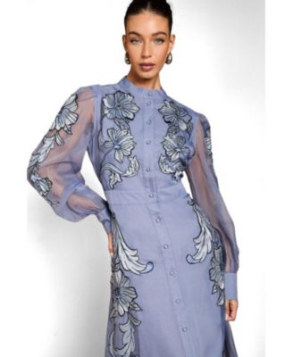 sheer embroidered midi dress Qudsia Nude Floral Embroidered Maxi Dress, L / Neutrals