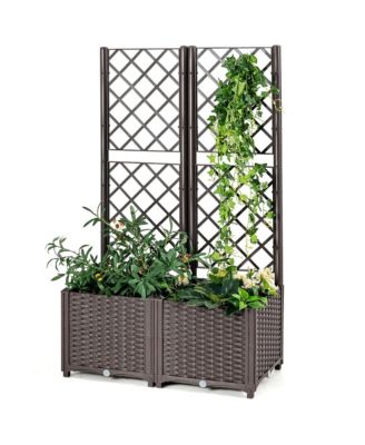 Raised Garden Bed with Trellis Planter Box for Climbing Plants