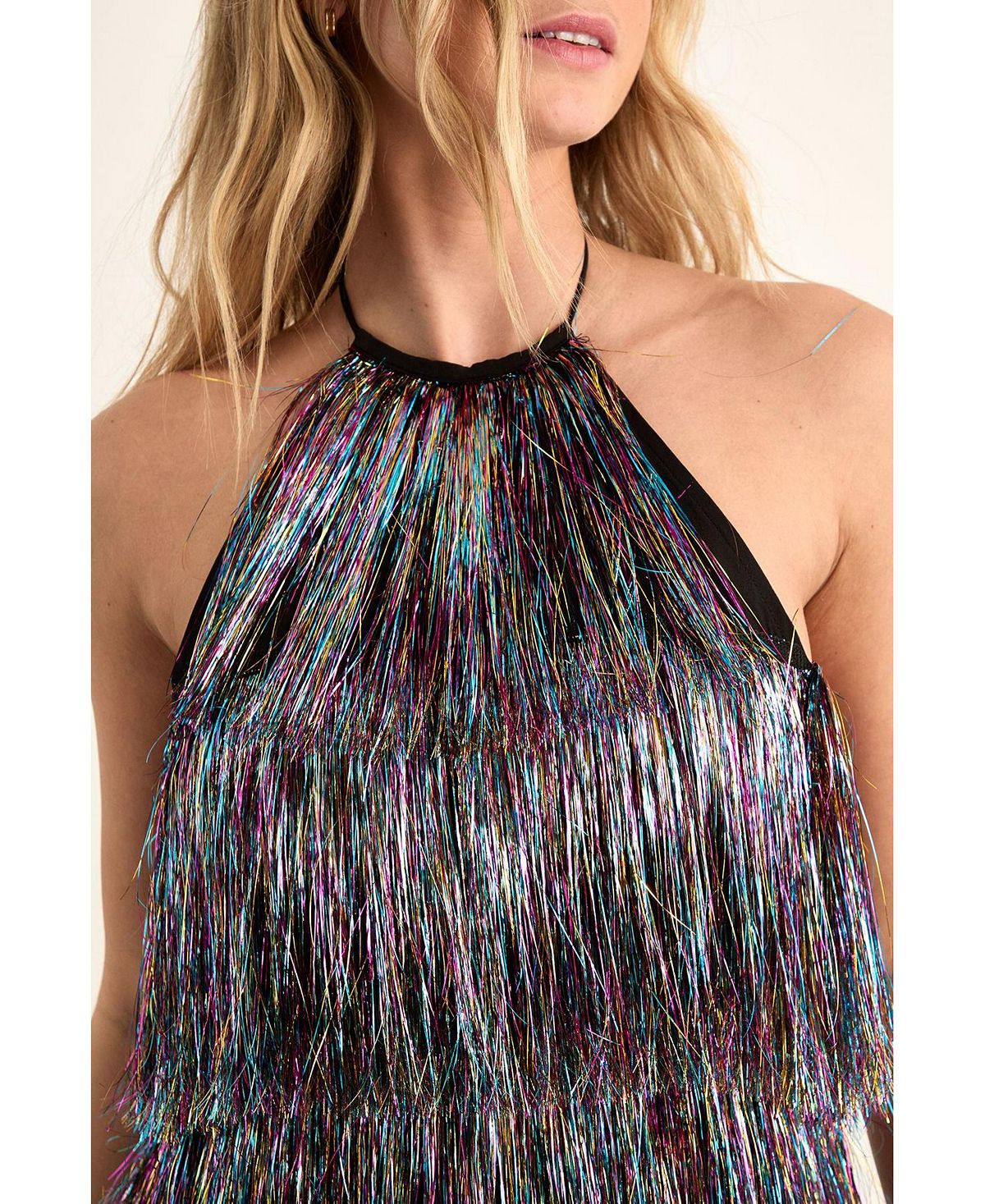 Nasty Gal Women's Tinsel Halter Neck Tiered Mini Dress view 5 — MAYCSS fashion products