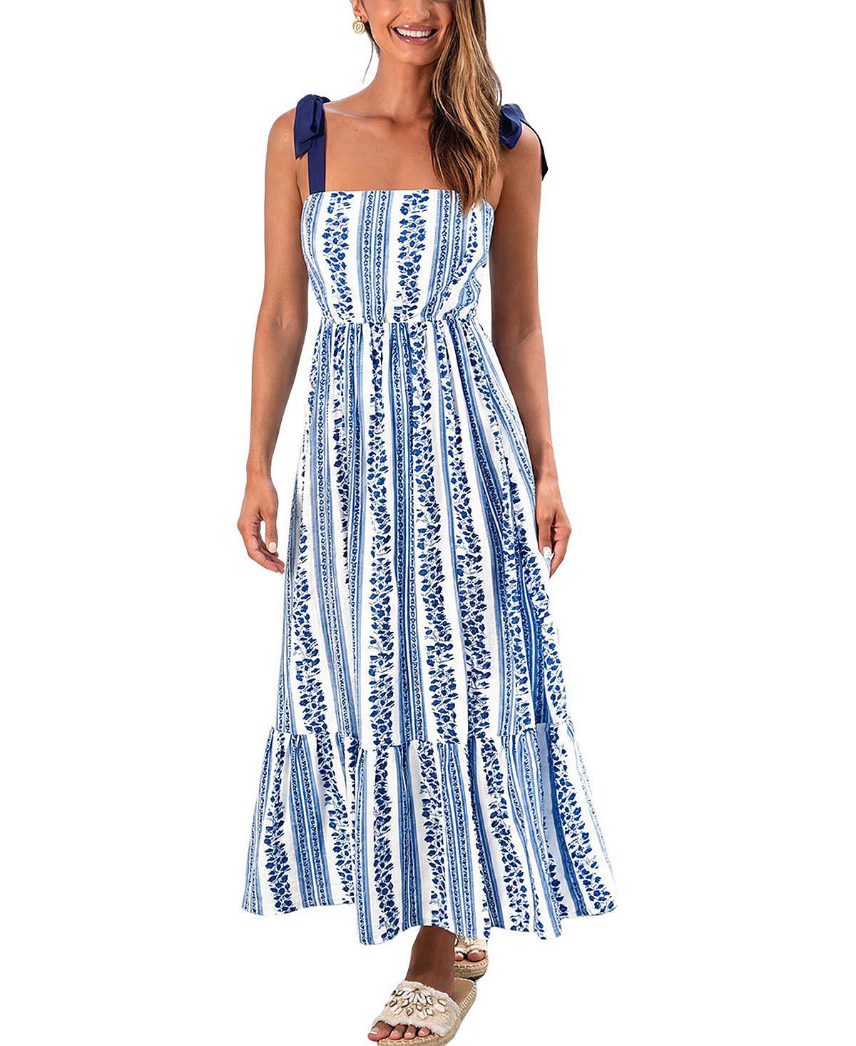 Cupshe Women's Summer Rain Striped Maxi Beach Dress view 1 — MAYCSS fashion products