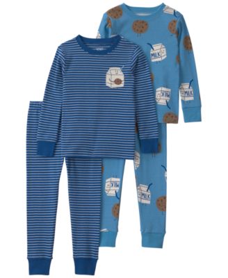 Baby Boys' Milk and Cookies Cotton Pajamas, 4-Piece Set