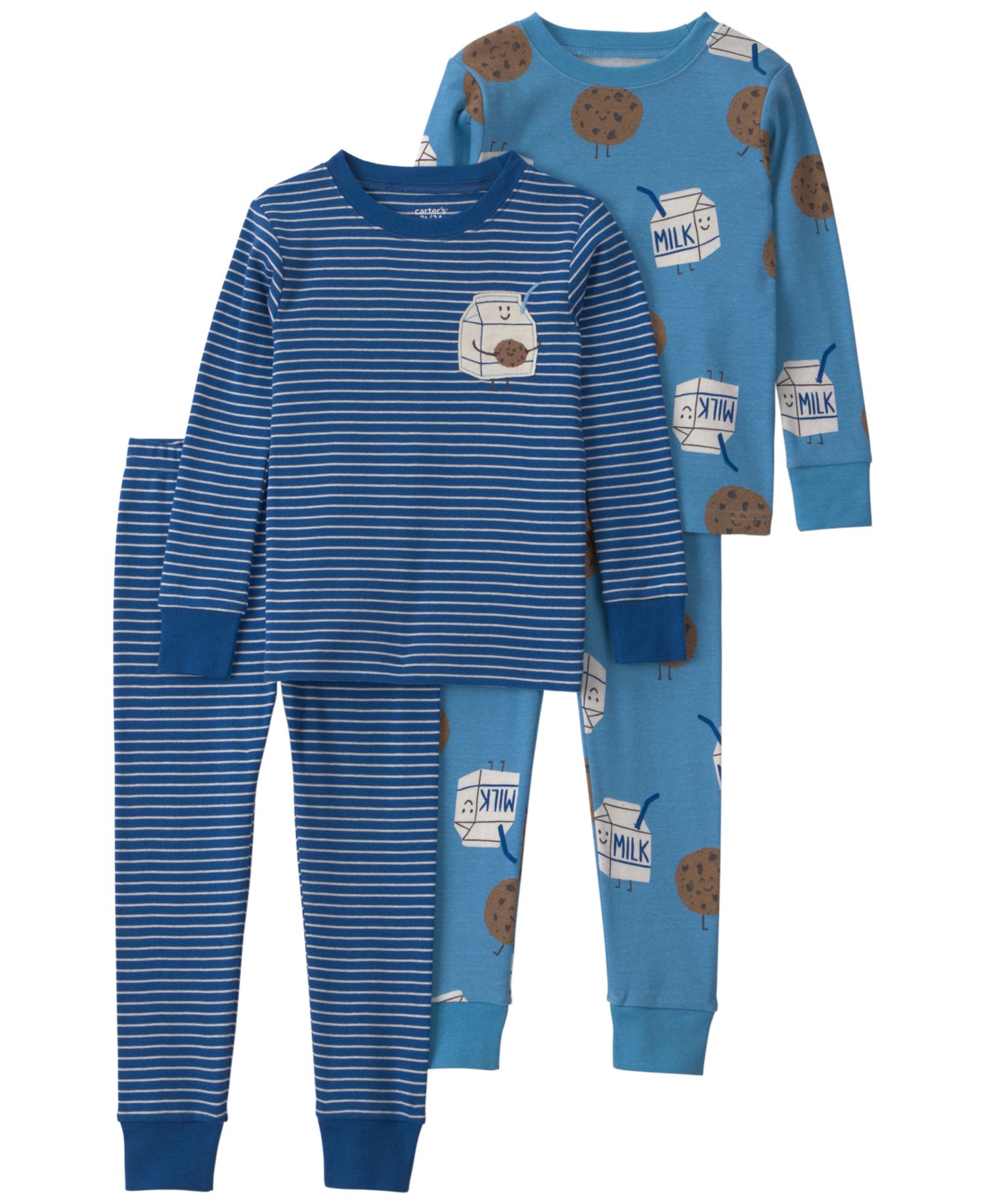 Baby Boys' Milk & Cookies 100% Cotton Snug Fit Pajama, 4-Piece Set