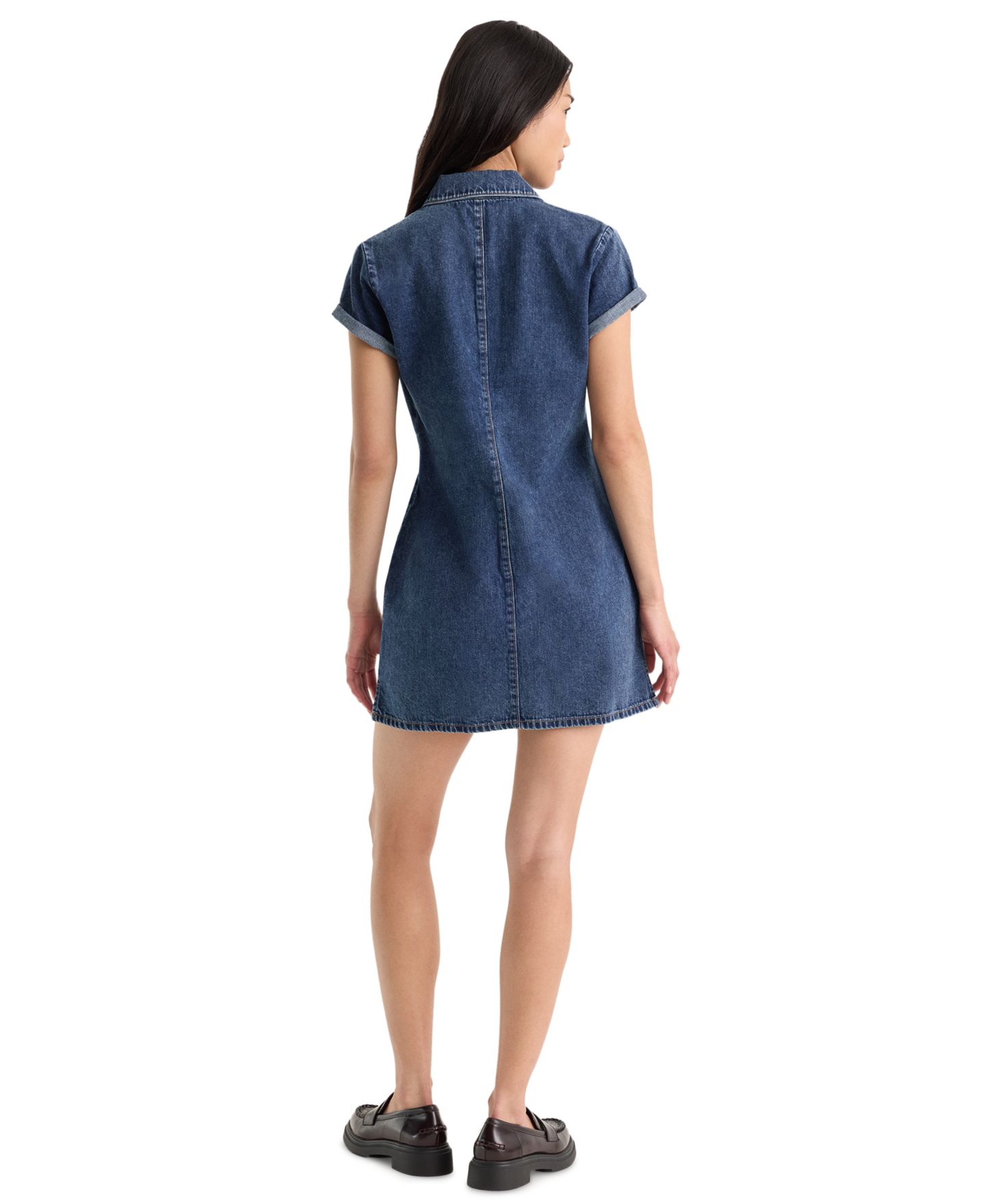 Женское платье Good American Collared Denim Fit-and-Flare Polo Dress, цвет: Alcove — фото 4