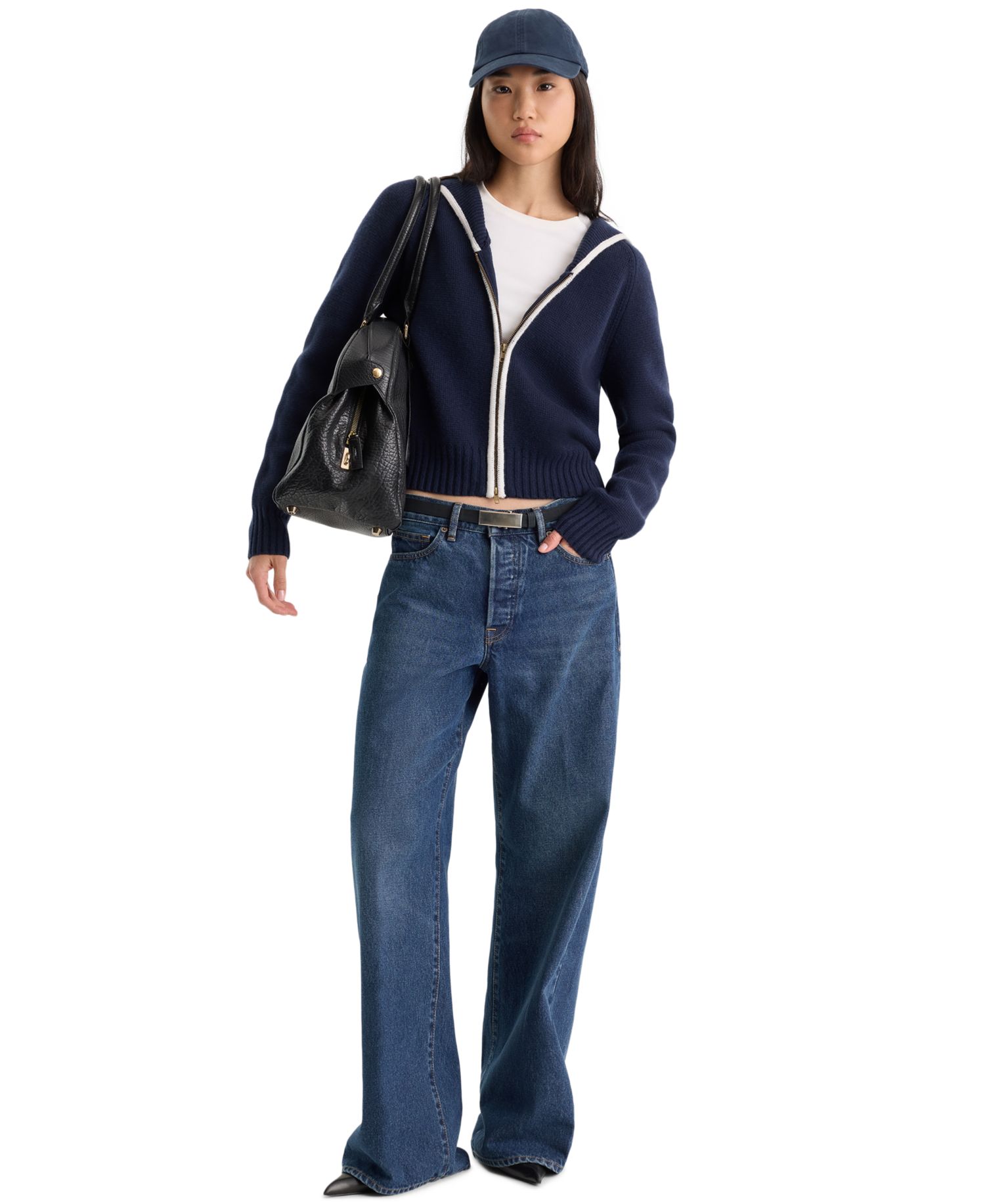 Women's Knit Sailor Zip-Up Sweater