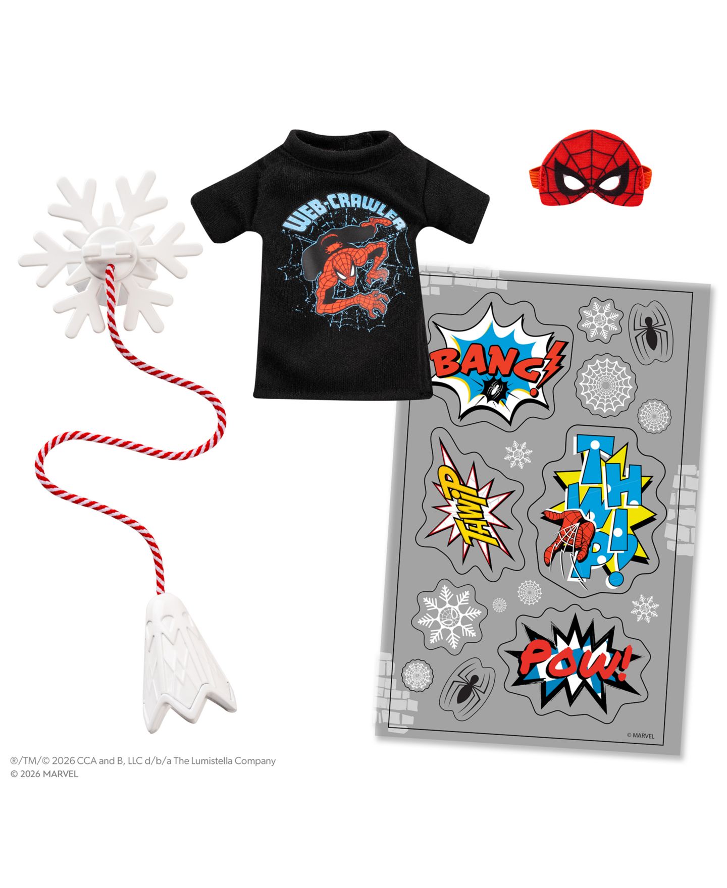 Детский комплект Elf on the Shelf Marvel Spider-Man Superhero 4-Piece Outfit & Prop Set, Ages 3+ — фото 2