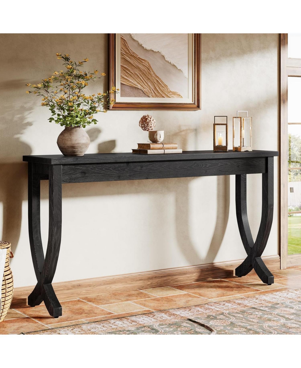 Tribesigns Solid Wood Console Table for Entryway, 63-Inch Narrow Long Sofa Table, Farmhouse Hallway Living Room, Entrance