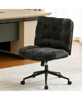 Set of 2 Office Chairs with Wheels, Chenille Armless Vanity Desk Chair with Swivel and Adjustable Height for Bedroom or Home Office