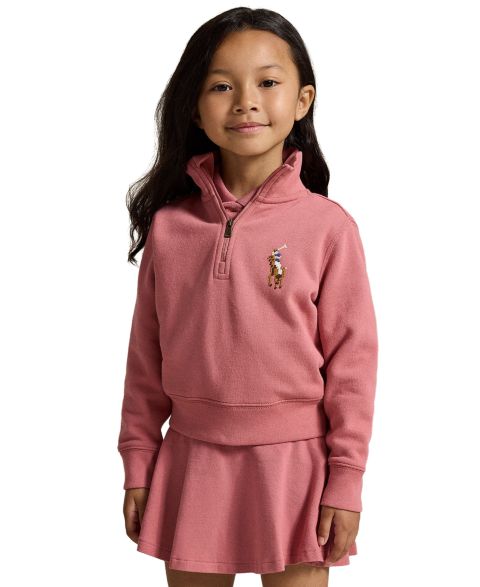 Свитшот Polo Ralph Lauren Quarter-Zip Long-Sleeve Sweatshirt для девочек, цвет: Холщовый розовый