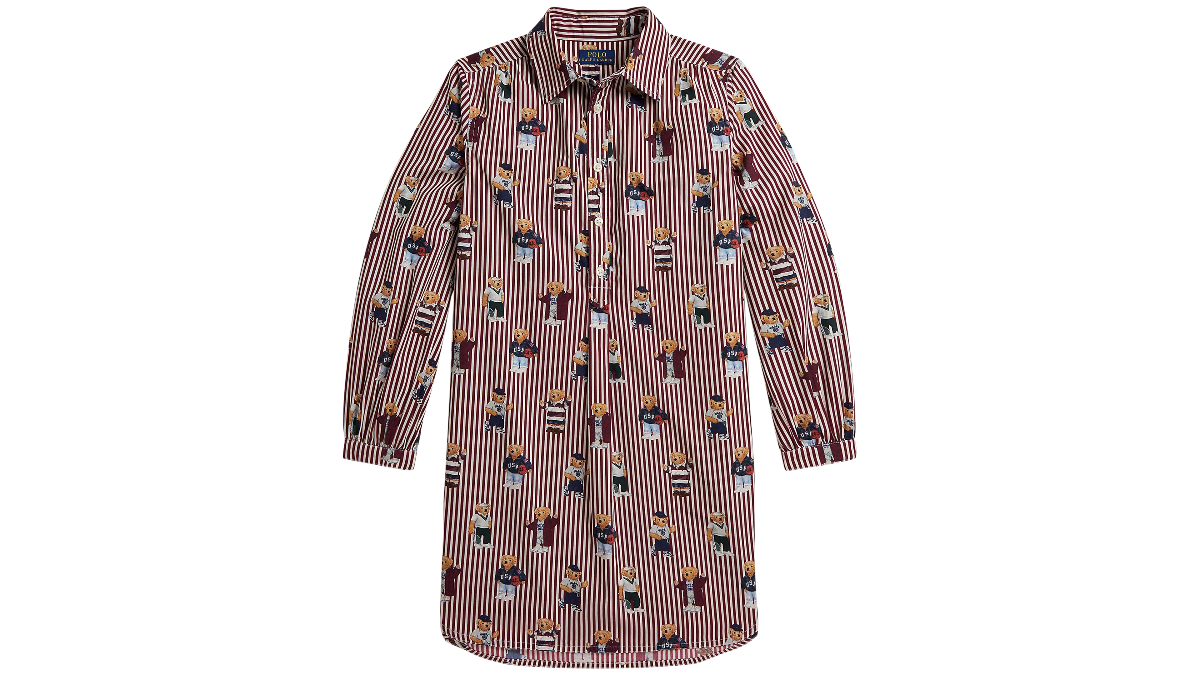 Polo Ralph Lauren Girls' 7-16 Bear Cotton Poplin Shirt Dress