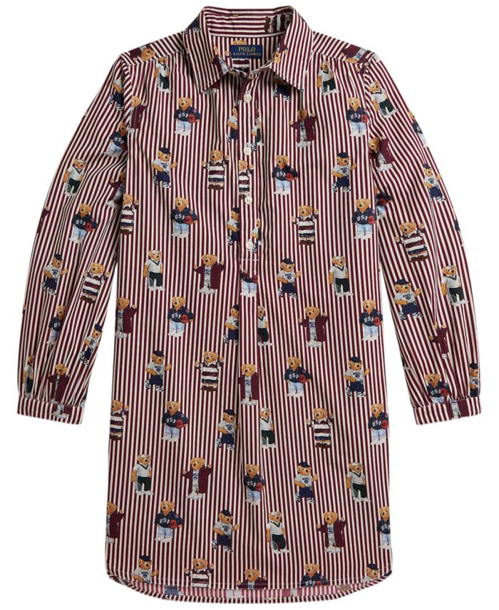 Polo Ralph Lauren Girls' 7-16 Polo Bear Cotton Poplin Shirt Dress