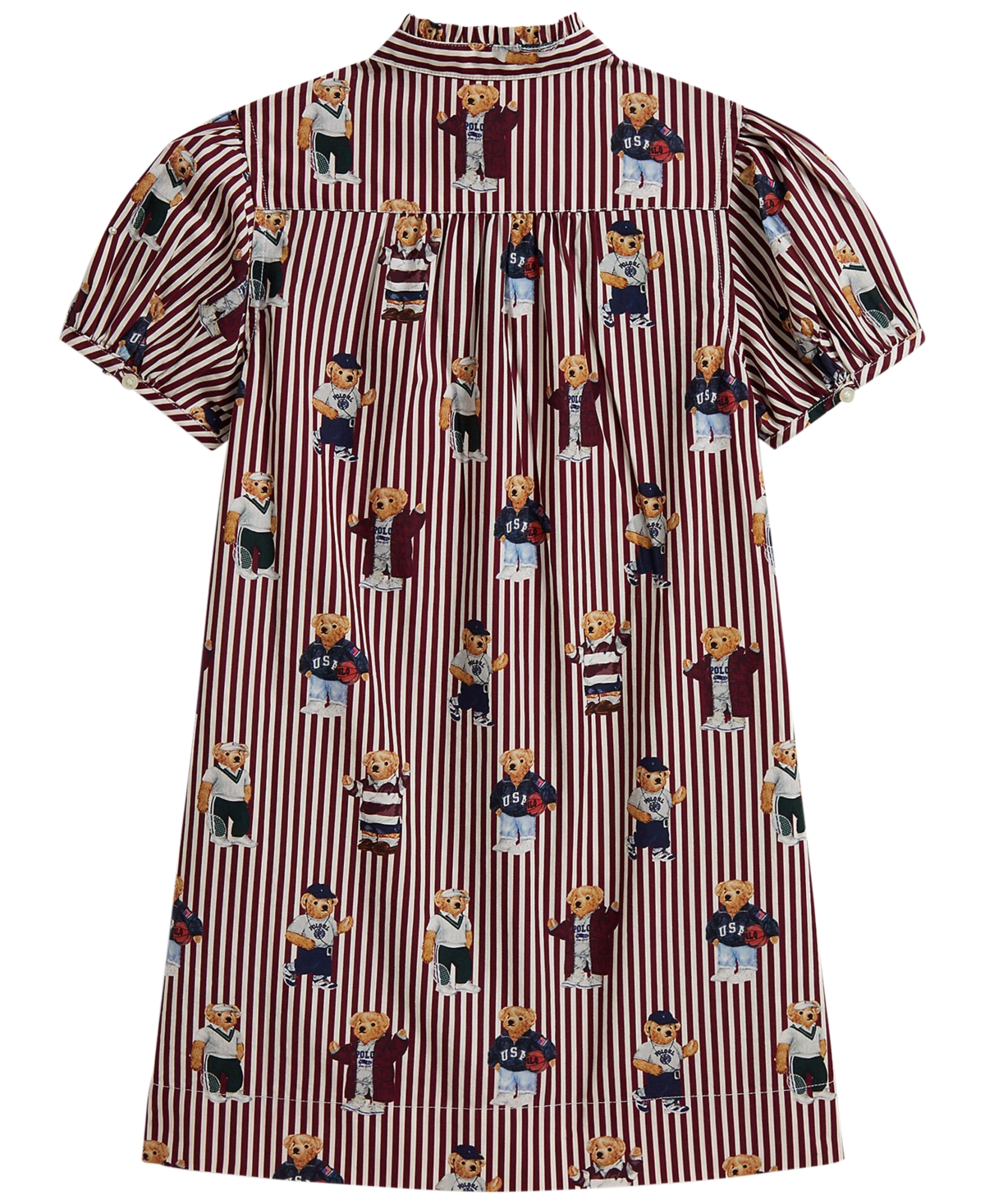 Polo Ralph Lauren Girls' 2T-6X Bear Poplin Short-Sleeve Dress