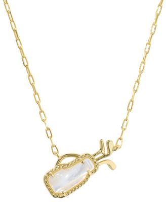 14k Gold-Plated Imitation Pearl Golf Short Pendant Necklace
