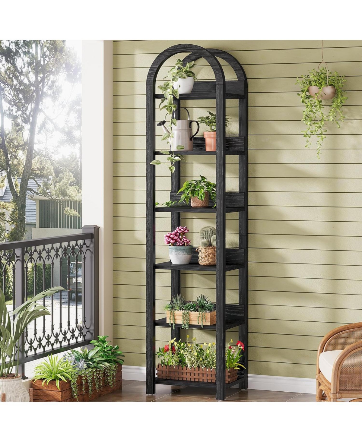 Tribesigns 6-Tier Narrow Bookshelf, 71" Tall Arched Bookcase with Shelves for Small Space