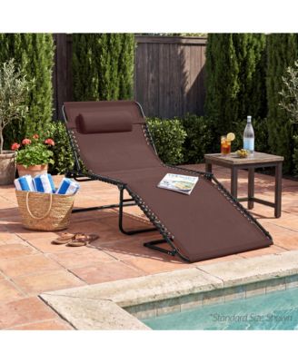 Extra Wide Patio Chaise Lounge Chair, Portable Folding Recliner with 8 Positions