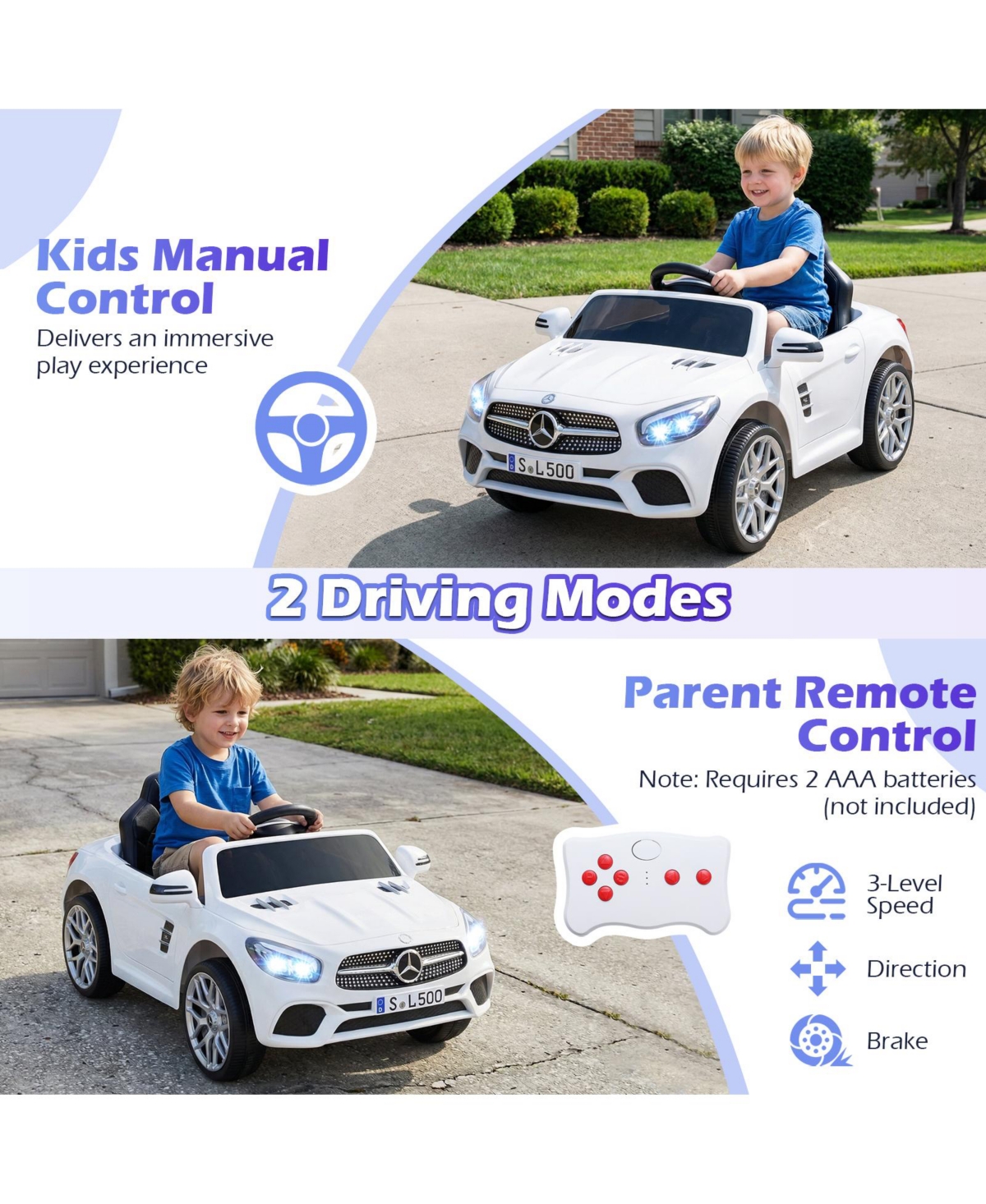 Gymax Licensed Mercedes-Benz Sl R231 Kids Ride on Car 12V Electric Vehicle with Music
