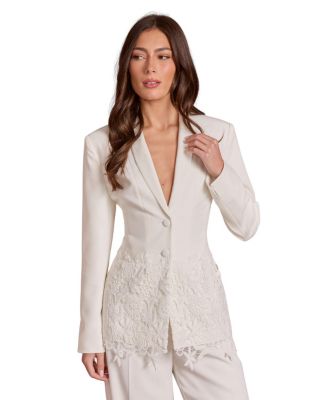 Women's Longline Floral Embroidered Blazer