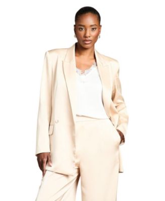 Women's Satin Double-Breasted Tailored Blazer