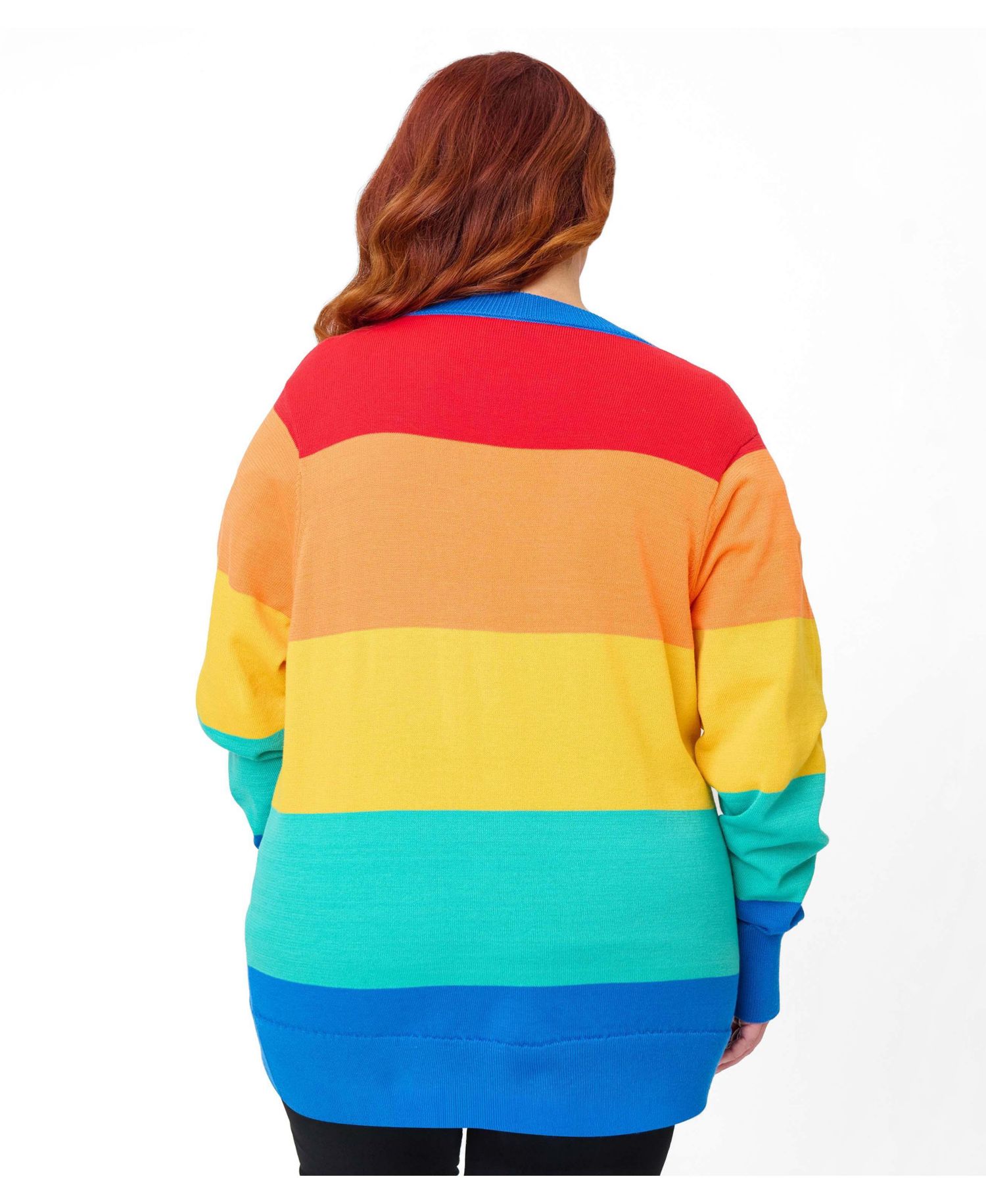 Plus Size Printed Knit Long Cardigan