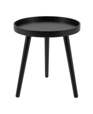 Mid Century Modern Round Coffee Table with Wooden Tray Surface for Living Room