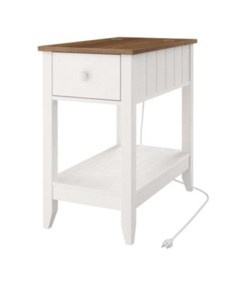 Living Room Side Table with Power Station, USB Ports and AC Outlets