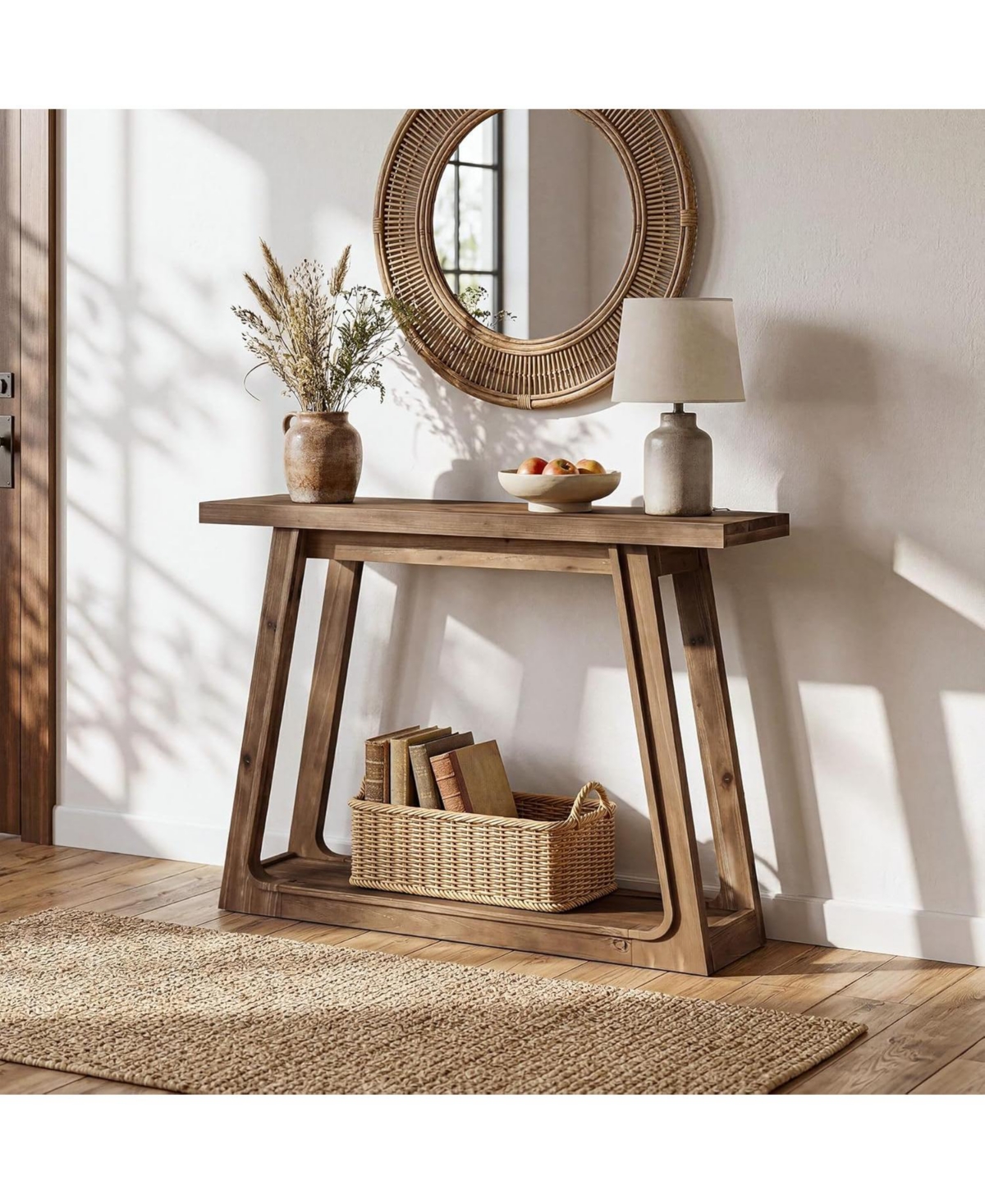 Tribesigns Solid Wood Entryway Console Table with Storage, 41-Inch 2-Tier Sofa Table Behind the Couch, Farmhouse Narrow Hallway Furniture