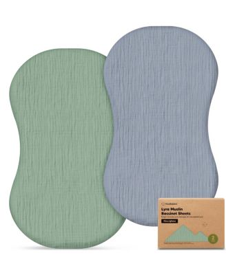 Baby Bassinet Sheets Girls, Boys, 2-Pack Lyra Muslin Bassinet Fitted Sheets for Halo Bassinest Swivel Sleeper, 30x18 Hourglass