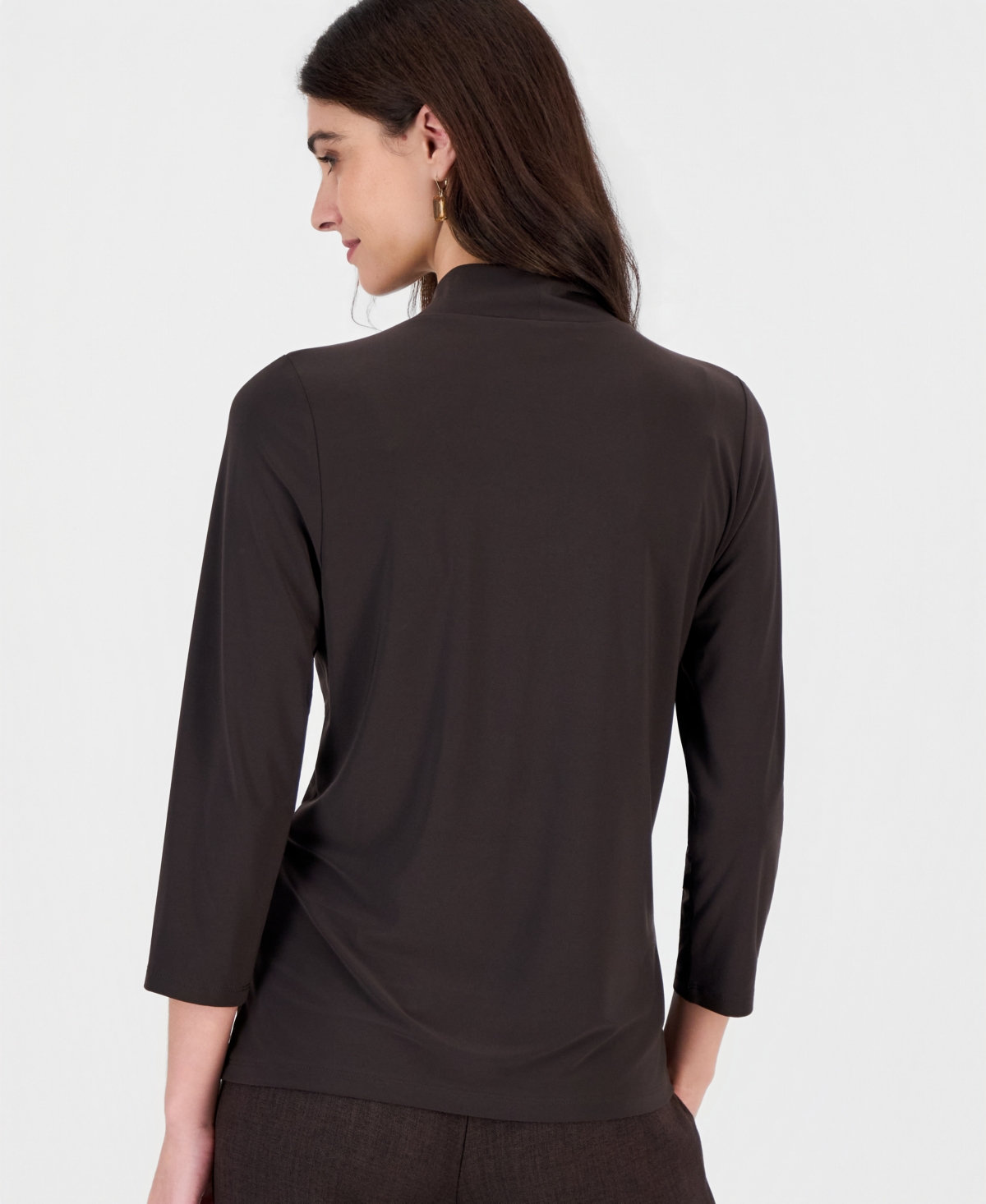 Kasper Petite Knot-Front 3/4-Sleeve Blouse