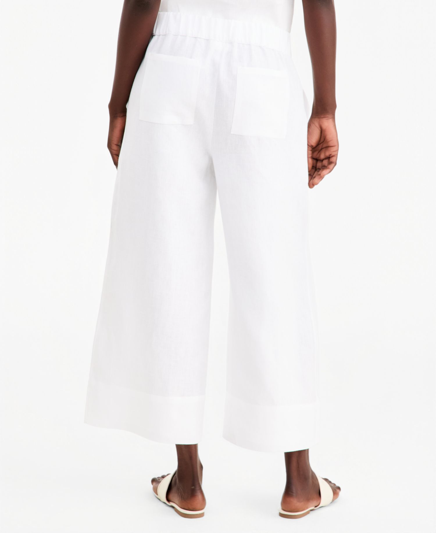 Women's High-Rise Wide-Leg Pull-On Linen Pants
