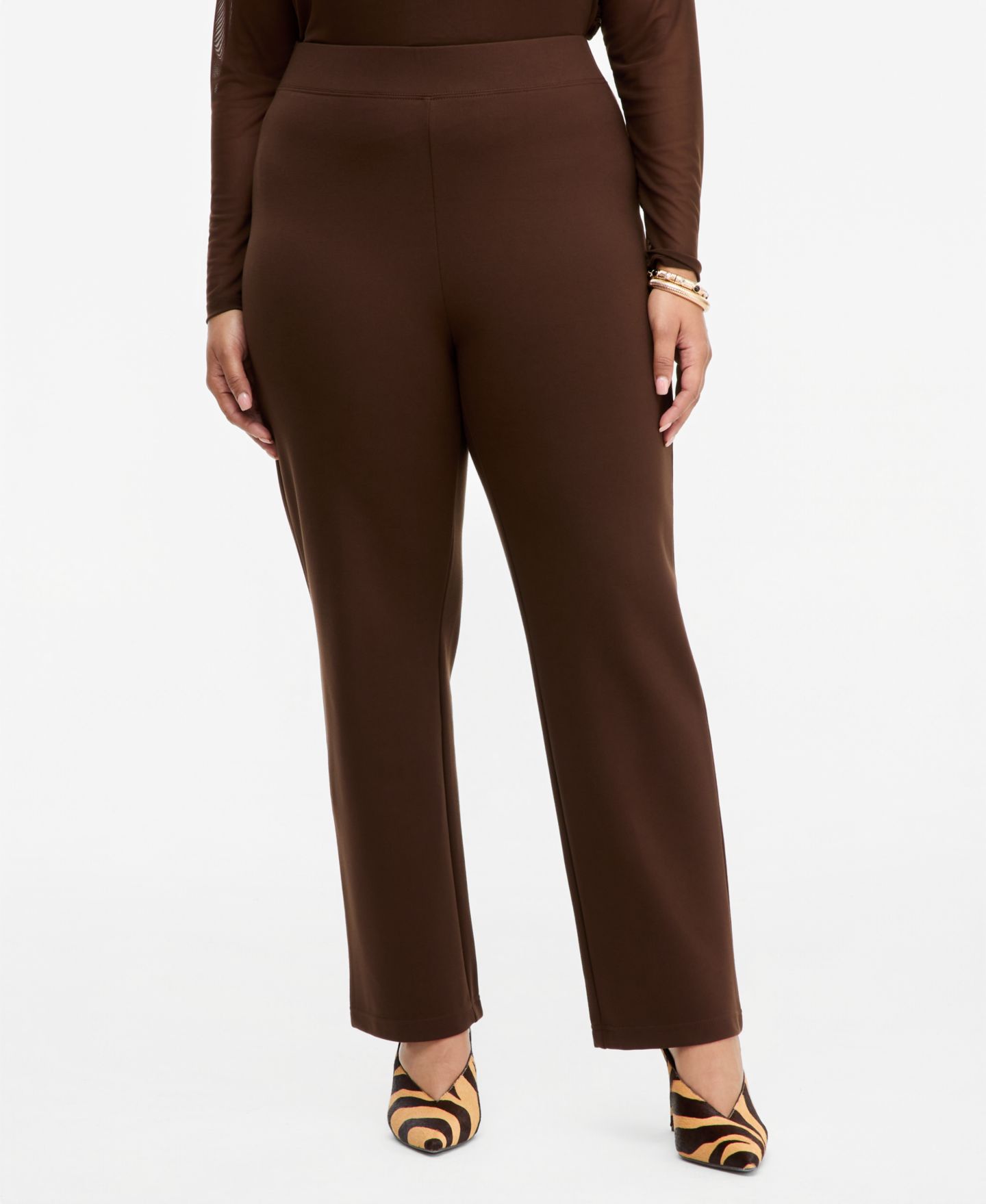 Женские брюки I.N.C. International Concepts Plus Size High-Rise Slim-Fit Ankle, цвет: Кофейный — фото 3